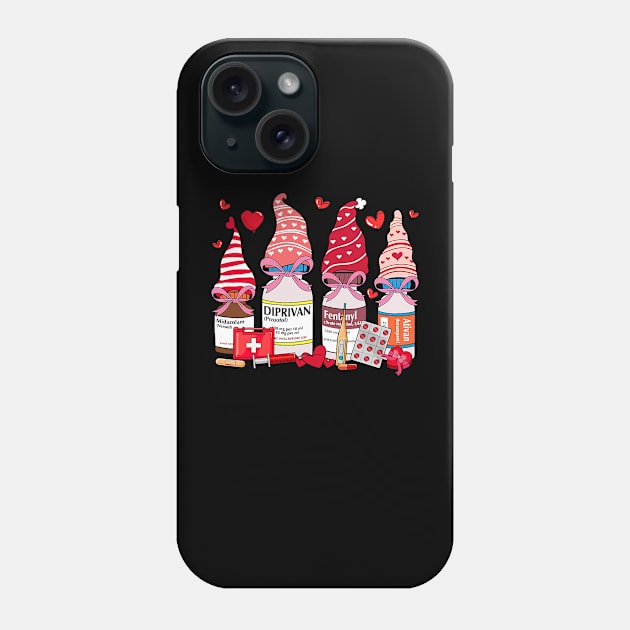 Funny Drugs & Gnome Hat Heart ICU Nurse Happy Valentines Day Phone Case by jadolomadolo
