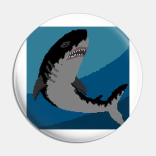 Pixel Megalodon - White Pin