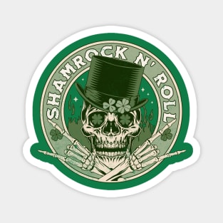 Shamrock and Roll - Rock and Roll Saint Patrick's Day Skull Magnet