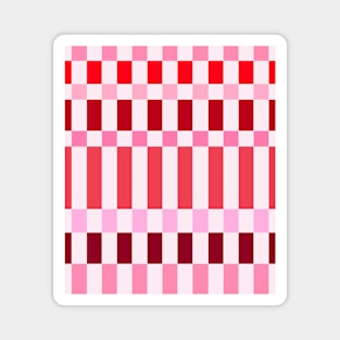 Red and Pink Checkered Grid Magnet