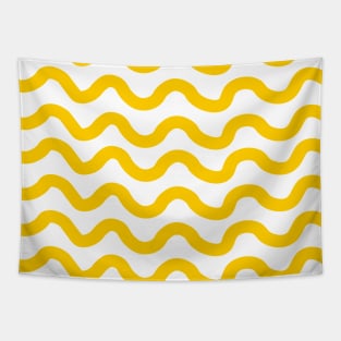 Yellow horizontal wavy lines pattern Tapestry