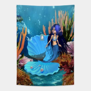 Little mermaid in the deep ocean Tapestry