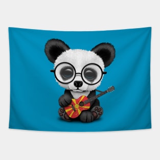 Baby Panda Playing Macedonian Flag Guitar Tapestry