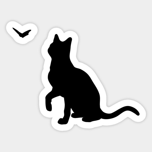 Cat With Butterfly Silhouette Cat Playing Sticker Teepublic Au