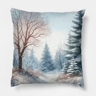 Winter Snowy Trees Winter Landscape Pillow