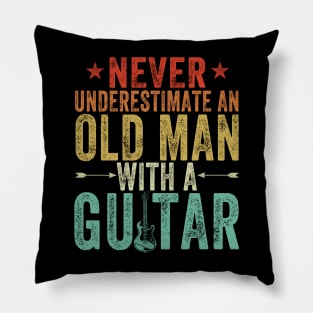 Vintage Never Underestimate an Old Man with a Guitar Pillow