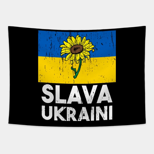 Slava Ukraini Glory to Ukraine Flag Tapestry by focodesigns