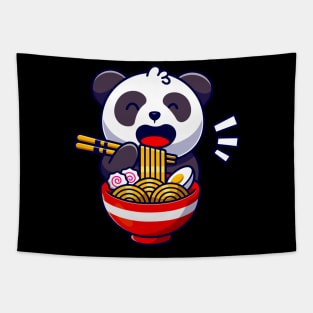 Cute Panda Bear Eats Ramen Noodle Soup Tapestry