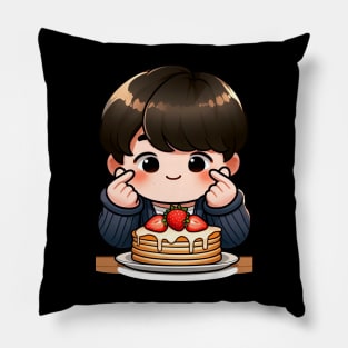 Little Boy Strawberry Pancakes Korean Finger Hearts Kpop Pillow