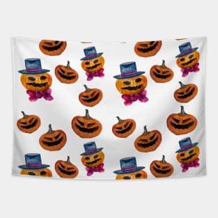 Halloween Pumpkin Heads Pattern Tapestry