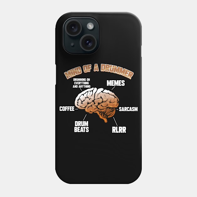 Drummers Mind Of A Drummer Music Band Drum Player Phone Case by ChrisselDesigns