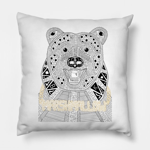 Gangsta Bear Small Pillow by Slightly Sketchy