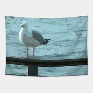 Lispe Sea Gull on Railing Tapestry