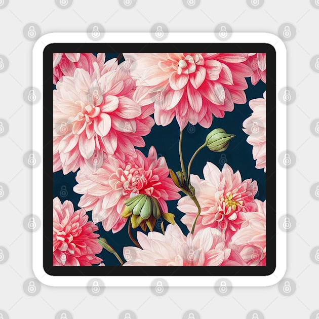 Pink Dahlia Magnet by VintageFlorals