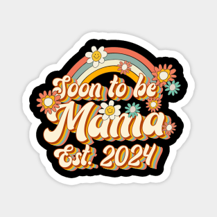 Soon To Be Mama Est. 2024 Family 60s 70s Hippie Costume Magnet