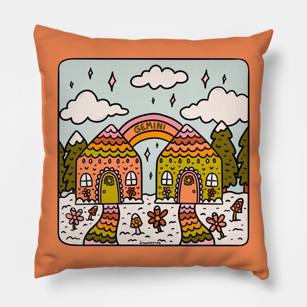 Gemini Gingerbread House Pillow by Doodle by Meg