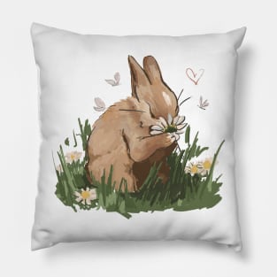 Rabbit and flowers Pillow