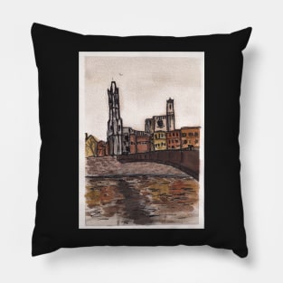 Girona's Landscape Pillow