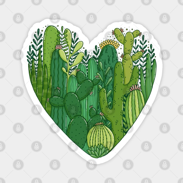 Cacti Heart Magnet by Tania Tania