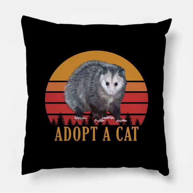 Adopt a Cat Funny Possum Vintage Pillow by giovanniiiii