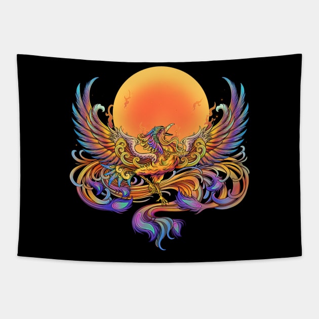 phoenix flying Tapestry by yudabento