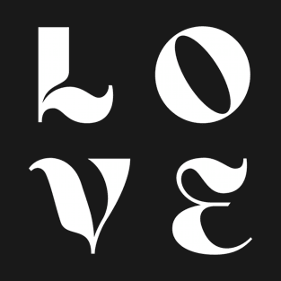 L O V E love block letters monogram calligraphy T-Shirt