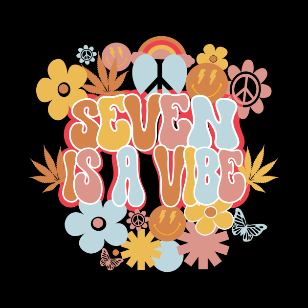 7th Birthday Retro Groovy Shirt, Seven Is a Vibe 7 Year Old Birthday by mcoshop