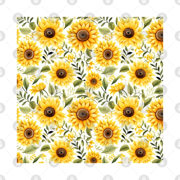 Sunflowers watercolor pattern #6 by RunAki