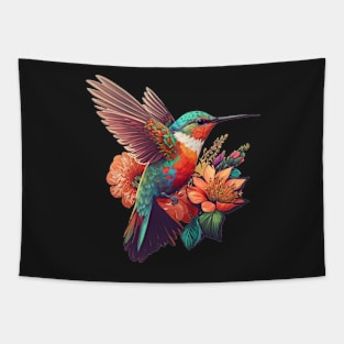 Hummingbird and Flowers Tapestry