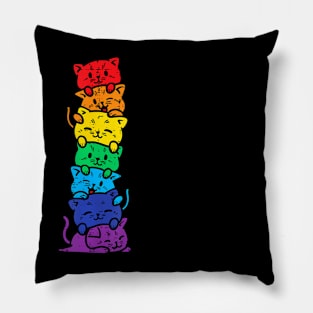 Cat Stack Rainbow Gay Pride Cute Lgbt Animal Pet Lover Pillow