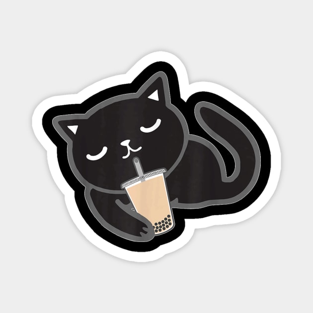 Cute Black Cat With Boba Bombay Kitten Bubble Milk Ea Magnet by family love forever