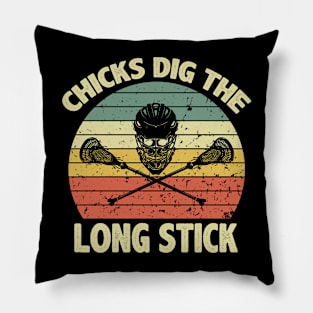 Chicks Dig The Long Stick Lacrosse Vintage Pillow