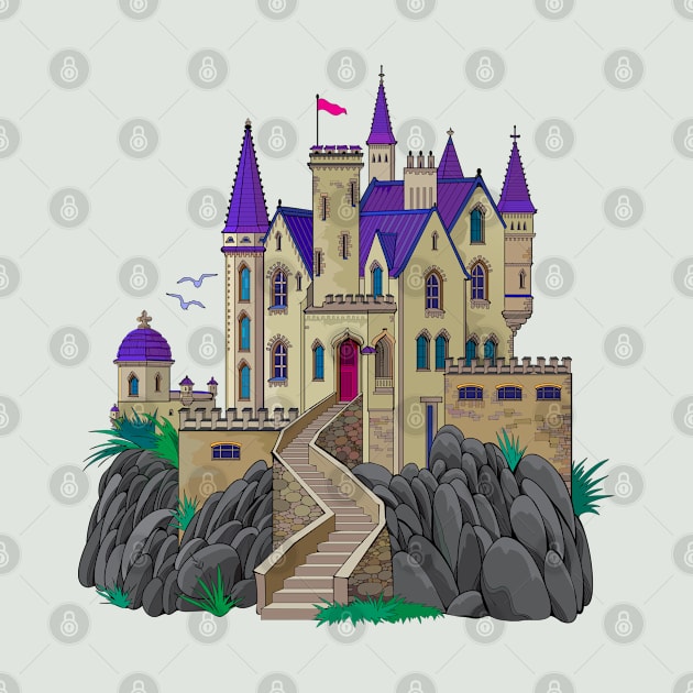 Fantasy illustration of a medieval French castle by Artist Natalja Cernecka