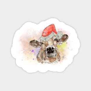 Christmas Cow santa Magnet