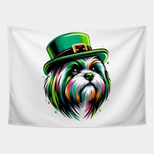 Lhasa Apso Celebrates Saint Patrick's Day Festively Tapestry