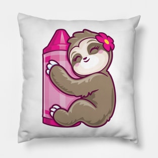 Pink Crayon Coloring Sloth Pillow