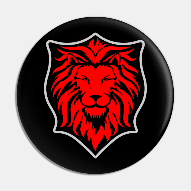 Red Lion on Stylized Shield Pin by SweetPaul Entertainment 