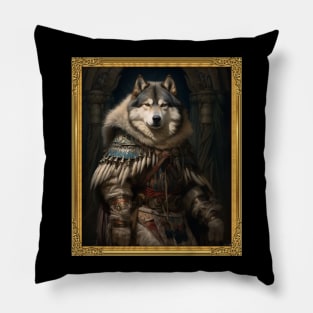 Fearless Alaskan Malamute - Medieval Inuit Warrior (Framed) Pillow