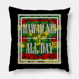 HNAD Floral Kanaka Maoli Flag by Hawaii Nei All Day Pillow