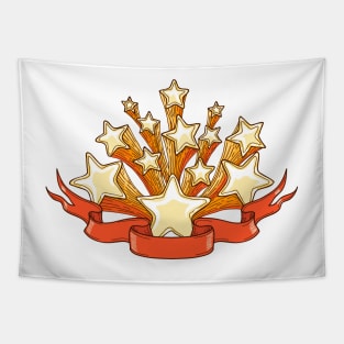 Dooddle Gold Stars and Red Banner Tapestry