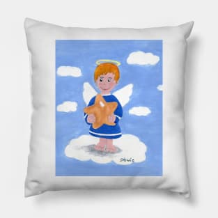 Little blond angel boy with star Pillow