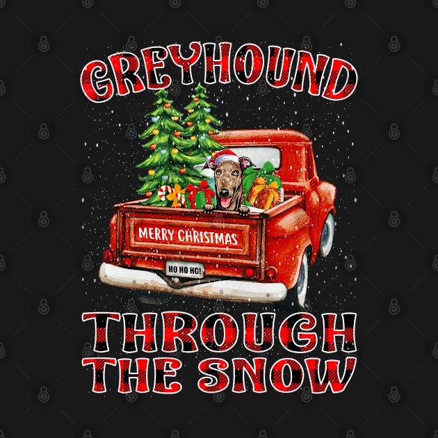 Christmas Greyhound Through The Snow Dog Santa Truck Tree by intelus