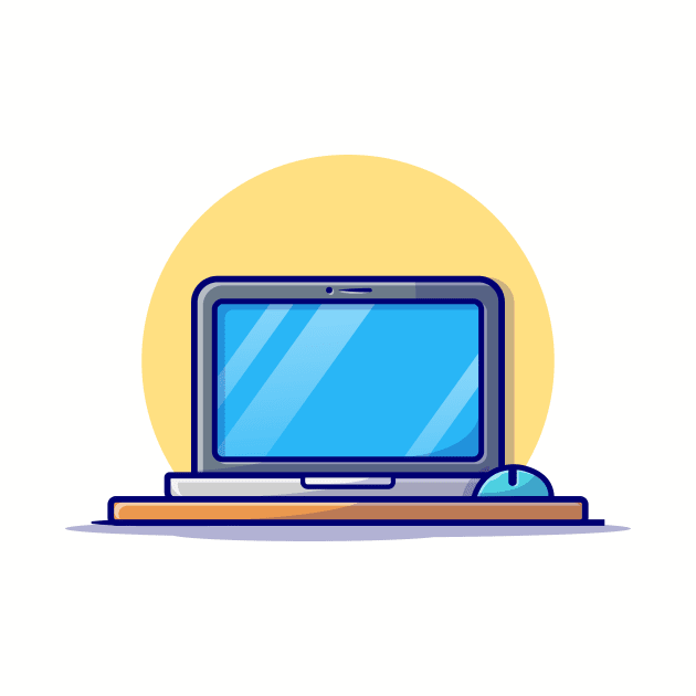 Laptop With Mouse Cartoon Vector Icon Illustration by Catalyst Labs