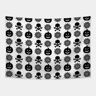 Creepy Christmas Skulls And Pumpkins Pattern Tapestry