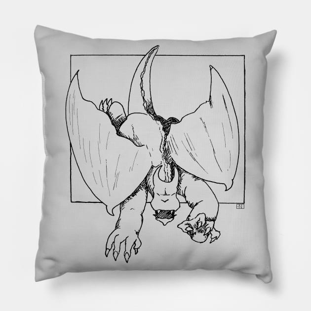 Gargoyle Pillow by hearthfiredraws