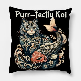 purrfect koi cat Pillow