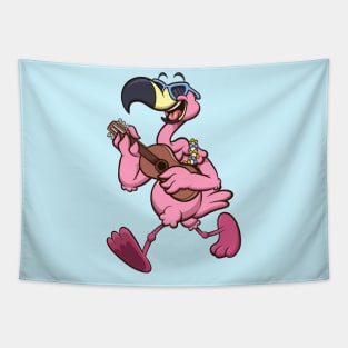 Flamingo Playing Guitar Tapestry