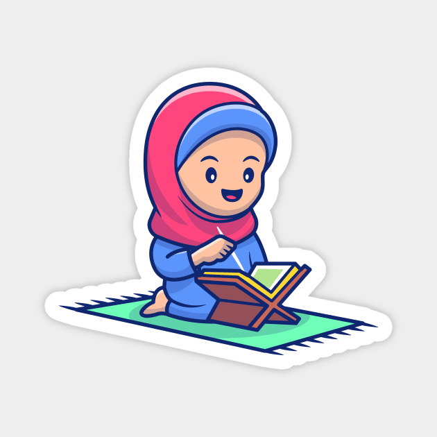 Cute girl moslem reading Magnet by Catalyst Labs