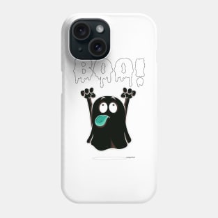 Adorable Ghost with a Playful 'BOO': Halloween Cuteness Unleashed! Phone Case