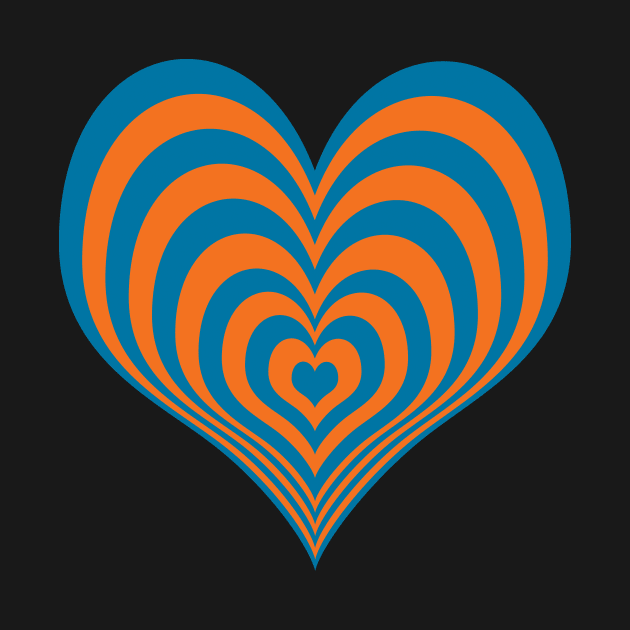 Orange and Blue Layered Heart by Rhubarb Myrtle